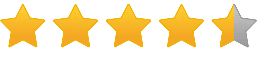 Five yellow stars with one gray star on a white background